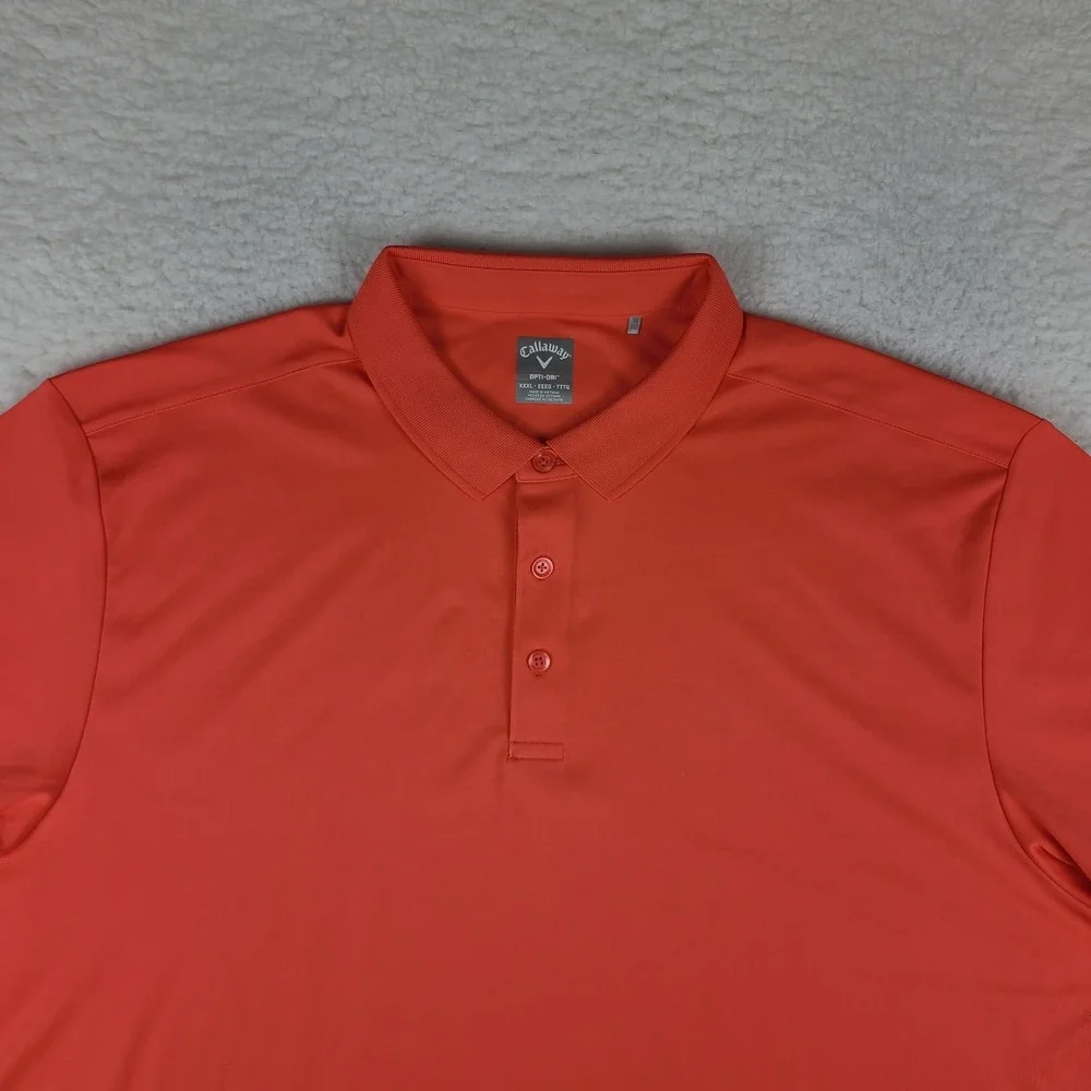 Callaway Polo Shirt Mens 3XL XXXL Orange Solid Opti Dri Performance Short Sleeve